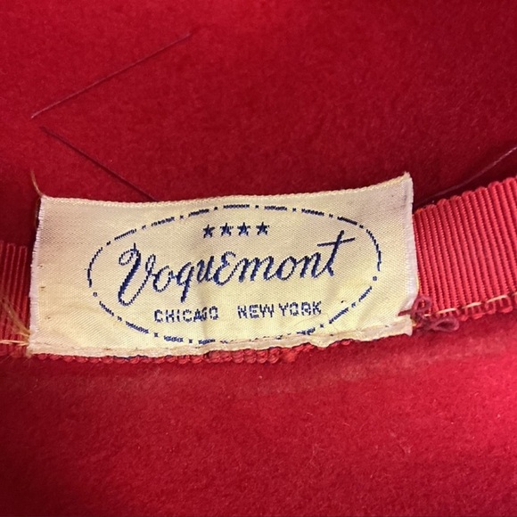 Vintage Voguemont Bucket Hat Veiled Red Wool Felt/Bow Church Broadway‎ City - Picture 6 of 13
